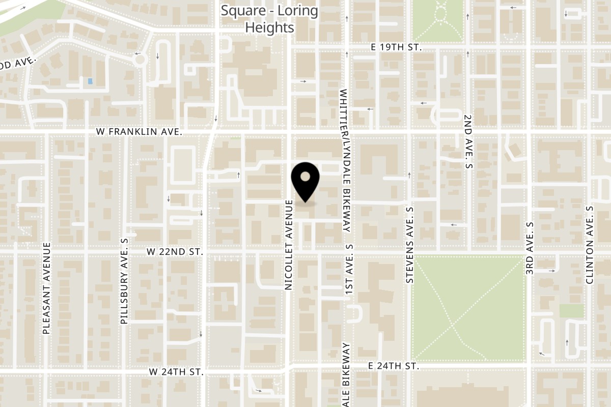 Map showing the location of Golden Bite on 2109 Nicollet Ave in Minneapolis